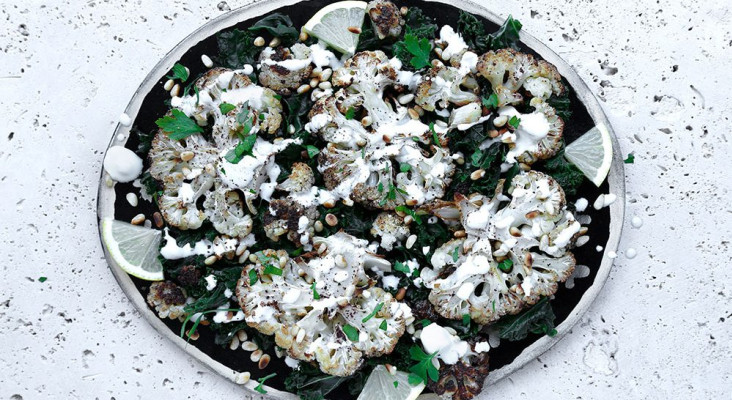 Recipe: Cauliflower Steaks with Goat’s Cheese & Pine Nuts