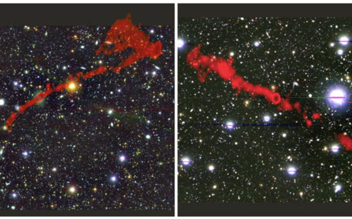 The MeerKAT telescope detects 2 giant radio galaxies