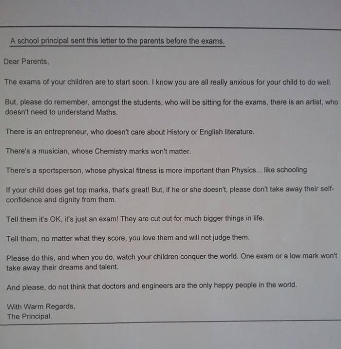 Dear Parents Principal Pens Heartfelt Letter To Parents Before Exams