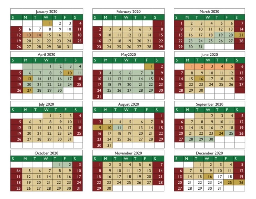 Revised 2020 school calendar Dates for school terms and holidays