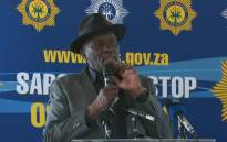 Police Minister Bheki Cele addresses residents during the West Village imbizo on crime on 6 August 2022. Picture: @SAPoliceService/Twitter