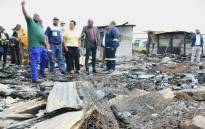 KwaZulu-Natal Premier Nomusa Dube-Ncube and Human Settlements MEC Sipho Nkosi visit the Clairwood informal settlement on Monday, 14 November 2023 after a fire destroyed over 200 houses on Friday, 10 November 2023. Picture: Twitter/KZNgov
