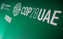 A logo of the COP28 is pictured ahead of the United Nations climate summit in Dubai on 28 November 2023. Picture: AFP
