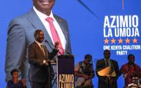 Candidate Raila Odinga speaks on stage at the launch of the party manifesto in Nairobi ahead of this year's August elections, on 6 June 2022. Picture: Simon MAINA/AFP