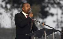 FILE: Ethiopian Prime Minister Abiy Ahmed addresses guests in Addis Ababa Meskel Square, on 13 June 2021, during the official inauguration of the city's landmark. Picture: EDUARDO SOTERAS/AFP