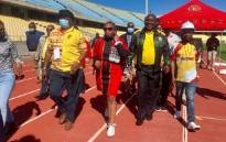 President Cyril Ramaphosa arrives at Cosatu's May Day rally at the Royal Bafokeng Sports Palace in the North West on 1 May 2022. Picture: @_cosatu/Twitter