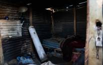 The shack where the suspected nitrate oxide leak came from (gas canister pictured) in Angelo informal settlement, Boksburg, on 6 July 2023. Picture: Xanderleigh Dookey Makhaza/Eyewitness News
