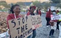 SCREENGRAB: A group of women from Cape Town are picketing on Monday morning calling on government to protect them against gender-based violence, provide jobs and calling for an end to many other social ills. Picture: Ronald Masinda/Eyewitness News.