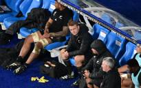 New Zealand's openside flanker and captain Sam Cane (C) sits on the bench after receiving a red card during the France 2023 Rugby World Cup Final match between New Zealand and South Africa at the Stade de France in Saint-Denis, on the outskirts of Paris, on 28 October 2023. Picture: Miguel MEDINA / AFP