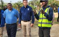 The DA's Cilliers Brink (centre) was in Gqeberha for an oversight visit on 22 June 2022. Picture: @DAEasternCape/Twitter