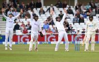 (From L) England's Joe Root, England's Ben Foakes and England's Ollie Pope ask for an appeal of New Zealand's Tom Blundell (R) on day 4 of the second Test cricket match between England and New Zealand at Trent Bridge cricket ground in Nottingham, central England, on 13 June 2022. Picture: Paul ELLIS / AFP