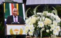 A portrait of Jackson Mthembu at his funeral on 24 January 2021 in Emalahleni. Picture: GCIS.