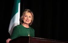 FILE: Former Secretary of State Hillary Clinton speaks on stage during a ceremony to induct her into the Irish America Hall of Fame on 16 March, 2015 in New York City. Picture: AFP.