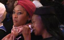 Senzo Meyiwa's widow Mandisa Mkhize wipes away the tears during her late husband's memeorial service at the Durban City Hall, Friday 31 October 2014. Picture: Vumani Mkhize/EWN.