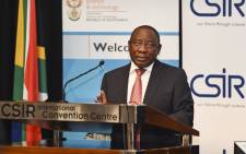 Deputy President Cyril Ramaphosa delivers a keynote address at the 5th CSIR conference, themed 70 years of Ideas that work, held at CSIR International Convention Centre, Pretoria, on 08 October 2015. Picture: GCIS.