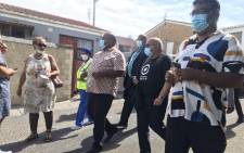 Western Cape Community Safety MEC Albert Fritz visited Mitchells Plain on 1 March 2021 following a spate of gang related shootings. He met with the families of those who died in the attacks. Picture: Lizell Persens/Eyewitness News.