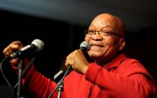 President Zuma singing at 11th National Congress of COSATU, held at Gallagher Estate. Picture: GCIS.