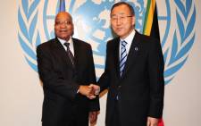 South African President Jacob Zuma and UN Secretary General Ban Ki-moon. Picture: Sapa.