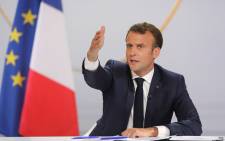 French President Emmanuel Macron gestures during his live address following the "Great National Debate", at the Elysee Palace in Paris on 25 April 2019. Picture: AFP