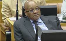 President Jacob Zuma watching on during the 2016 State of the Nation debate on 16 February 2016. Picture: YouTube.