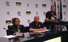 The ANC's national youth task team ( (NYTT) held a press briefing on 14 October 2019 following its second meeting at the weekend. (From L-R) NYTT convener Tandi Mahambehlala, coordinator Sibongile Besani, and NYTT communications manager Refilwe Lekgothoane. Picture: @MYANC/Twitter 