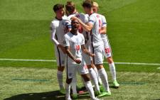 Raheem Sterling (foreground) celebrates England's win over Croatia in their Uefa Euro 2020 match at Wembley in London on 13 June 2021. Picture: @England/Twitter
