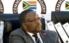 A screengrab of former Police Minister Nathi Nhleko appearing at the Zondo Commission on 28 July 2020. Picture: SABC/YouTube