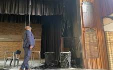 Gauteng Education MEC Panyaza Lesufi inspects the damage caused following an arson incident at the Glenvista High School. Picture: @EducationGP1/Twitter