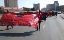 Demonstrators in KwaZulu-Natal march through the Durban CBD during May Day rally. Picture: @_cosatu/Twitter.