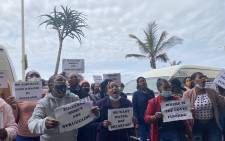 Zululand District community members picket outside  Elangeni Hotel in Durban on 30 September 2021 where the district's major was unveiling a major investment. Community members said that they were not satisfied with the event being held in Durban instead of Zululand. They also demanded assistance in terms of service delivery. Picture: Nhlanhla Mabaso/Eyewitness News.