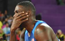 US athlete Justin Gatlin reacts after winning the final of the men's 100m athletics event at the 2017 IAAF World Championships at the London Stadium in London on 5 August, 2017. Picture: AFP