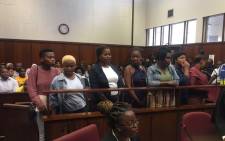 Students accused of public violence outside a Unisa building appear in the Durban Magistrates Court on 28 January 2020. Picture: Nkosikhona Duma/EWN
