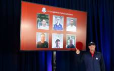 US Ryder Cup captain Steve Stricker announces his line-up on 8 September 2021 for the 24-26 September tournament. Picture: @RyderCupUSA/Twitter