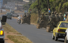 South African troops patrol on January 10, 2013 a position in Bangui. Picture: AFP