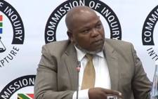 A screengrab of former prosecutions boss Mxolisi Nxasana giving testimony at the Zondo commission of inquiry on 19 August 2019. Picture: SABC Digital News/Youtube