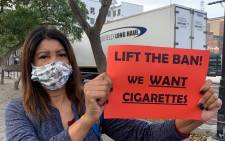 In Cape Town, a group of smokers have gathered at the gates of Parliament to protest against the ban on cigarette sales. Picture: Kaylynn Palm/EWN