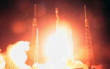 This video grab taken from the Space X webcast transmission on 21 February 2019, shows Nusantara Satu satellite lifting off Space Launch Complex 40 (SLC-40) carrying Israel's Beresheet spacecraft at Cape Canaveral Air Force Station, Florida. Picture: AFP
