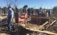 Law enforcement officials on Wednesday destroyed all the structures built by Khayelitsha residents who illegally invaded a piece of land. Picture: Thomas Holder/EWN