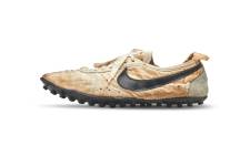 A new world record for a pair of sneakers was set at auction on Tuesday when an avid collector splashed out $437,500 on Nike's 1972 "Moon Shoe,". Picture: Sotheby's