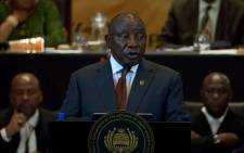 President Cyril Ramaphosa during his 2023 State of the Nation Address. Screengrab from Presidency video on YouTube
