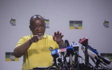 Gwede Mantashe Secretary General of the African National Congress addresses the media during a press briefing at Luthuli House in Johannesburg. Picture: Ihsaan Haffejee/EWN