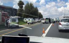 Police are on the scene of the shooting on N3 South Modderfontein near Longmedow. Picture: Margot van Ryneveld