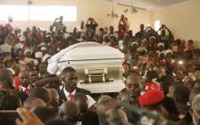 FILE: The casket of late opposition leader Morgan Tsvangirai is carried into Mabelreign Methodist Church in Harare for a memorial service on 18 February 2018. Picture: AFP.
