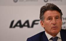 Britain's Sebastian Coe addresses the media following his re-election unopposed as president of the IAAF for a second term in the Qatari capital Doha on 25 September 2019. Picture: AFP