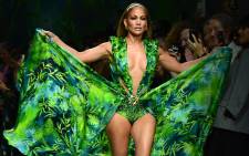 FILE: US singer Jennifer Lopez presents a creation for Versace's Women's Spring Summer 2020 collection in Milan on 20 September 2019. Picture: AFP
