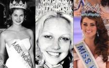 Pictured is South African Miss World winners Penelope Anne Coelen, Anneline Kriel and Rolene Strauss. Picture: AFP