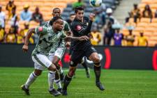 Kaizer Chiefs' Leonardo Castro (right) chases down a  ball during the Absa Premiership match against Cape Town City FC at the FNB Stadium in Johannesburg on 12 January 2020. Picture: @KaizerChiefs/Twitter