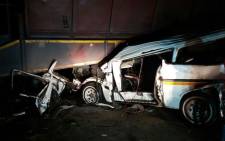 FILE: Two people have died and 11 others injured when their taxi in wedged under the trailer of the truck on the N2 outside Ermelo in Mpumalanga on Friday night. Picture: @ER24EMS.