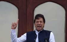 Pakistan's Prime Minister Imran Khan addresses the nation outside the Prime Minister Secretariat building in Islamabad on 30 August 2019. Picture: AFP