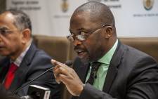 FILE: Justice Minister Michael Masutha addresses the media at the GCIS head office in Pretoria on 21 October 2016 to confirm South Africa's decision to withdraw from the International Criminal Court. Picture: EWN